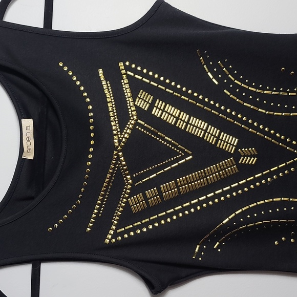 ARDEN B Vintage Gold Studded Black Mini Dress Size Small - Picture 7 of 16